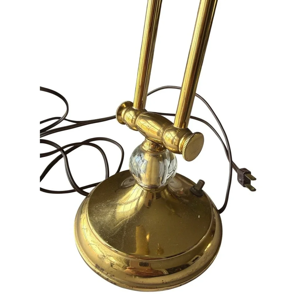 Tower Craftsman Brass Desk‎ Lamp 1950s Crystal Accent Adjustable Red Bank NJ